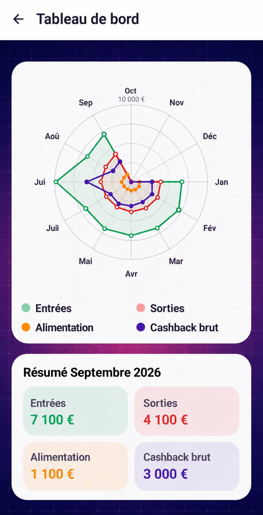Radar financier anonymisé sur douze mois