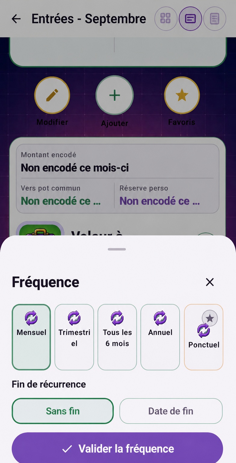 Choix de la fréquence d’une capsule Purple Ledger